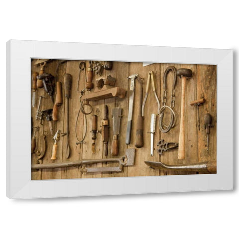 Tools on a wall, Indianapolis, Indiana, USA White Modern Wood Framed Art Print by Kaveney, Wendy