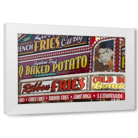 Indiana, Indianapolis Food vendor signs White Modern Wood Framed Art Print by Kaveney, Wendy