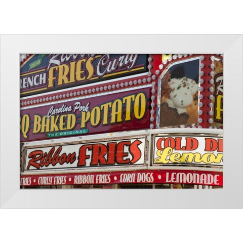 Indiana, Indianapolis Food vendor signs White Modern Wood Framed Art Print by Kaveney, Wendy