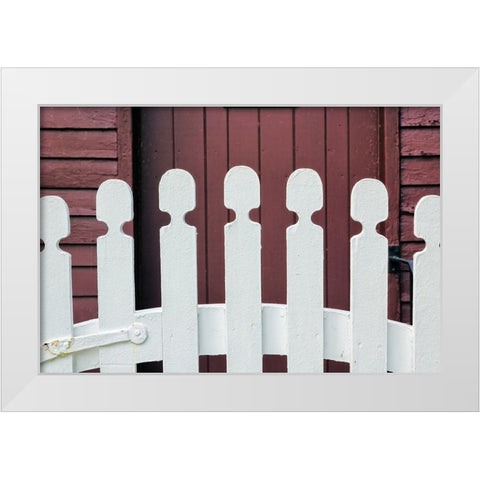 Typical white picket fence-Shaker Village of Pleasant Hill-Harrodsburg-Kentucky White Modern Wood Framed Art Print by Jones, Adam