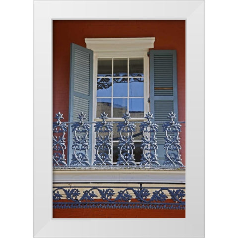 Louisiana, New Orleans, Historic Window detail White Modern Wood Framed Art Print by Noble Gardner, Nancy