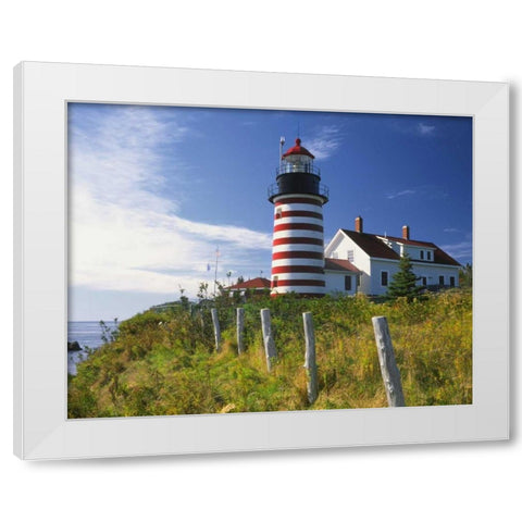 ME, Lubec West Quoddy Head Lighthouse White Modern Wood Framed Art Print by Terrill, Steve