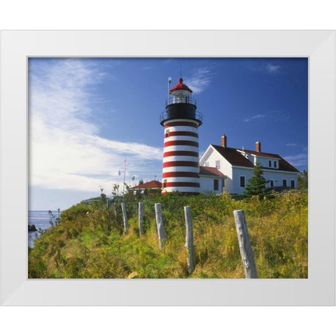 ME, Lubec West Quoddy Head Lighthouse White Modern Wood Framed Art Print by Terrill, Steve