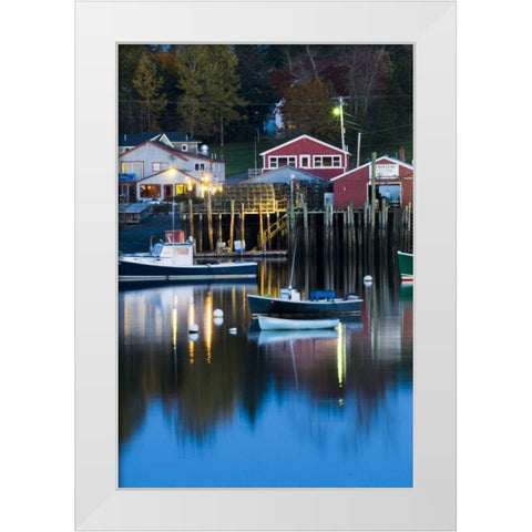 USA, Maine, Bernard Bernard harbor at twilight White Modern Wood Framed Art Print by Rotenberg, Nancy