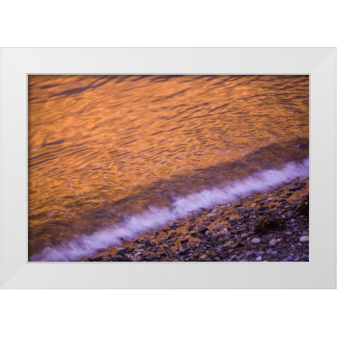 ME, Phippsburg Sunrise reflected in the surf White Modern Wood Framed Art Print by Clemons, Kathleen