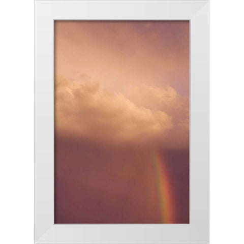 ME, Harpswell Rainbow through a stormy sky White Modern Wood Framed Art Print by Clemons, Kathleen
