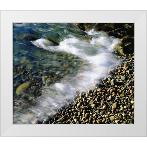 USA, Maine, Waves breaking on a Rock Background White Modern Wood Framed Art Print by Talbot Frank, Christopher