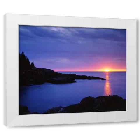 Maine Acadia NP Sunrise over the Atlantic White Modern Wood Framed Art Print by Talbot Frank, Christopher