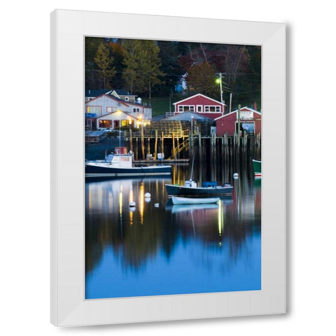 ME, Mount Desert Bernard Harbor reflections White Modern Wood Framed Art Print by Rotenberg, Nancy