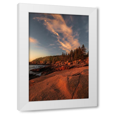 USA-Maine-Acadia National Park Sunrise on ocean coastline White Modern Wood Framed Art Print by Jaynes Gallery