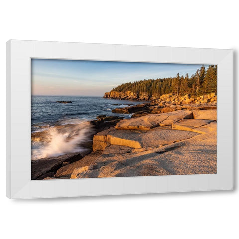 Otter Cliffs at sunrise in Acadia National Park-Maine-USA White Modern Wood Framed Art Print by Haney, Chuck