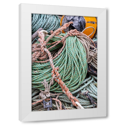 Lobster rope in Bernard-Maine-USA White Modern Wood Framed Art Print by Haney, Chuck