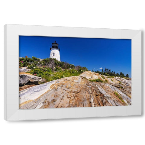 Pemaquid Point Lighthouse near Bristol-Maine-USA White Modern Wood Framed Art Print by Haney, Chuck