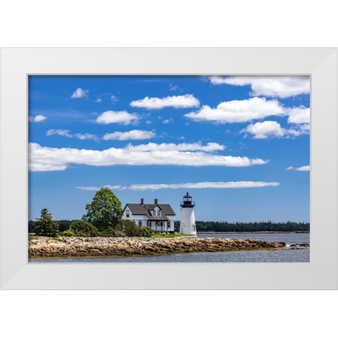 Lighthouse in Prospect Harbor-Maine-USA White Modern Wood Framed Art Print by Haney, Chuck