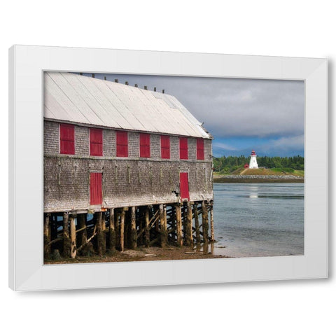 Maine-Lubec Mulholland Point Lighthouse as seen from the town of Lubec-Maine White Modern Wood Framed Art Print by Eggers, Julie