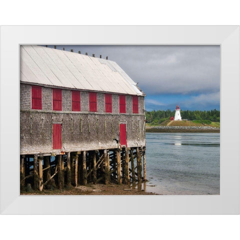 Maine-Lubec Mulholland Point Lighthouse as seen from the town of Lubec-Maine White Modern Wood Framed Art Print by Eggers, Julie