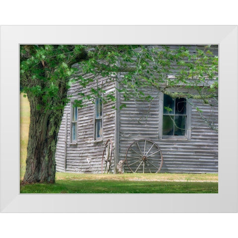 Maine Historic Stone Barn Farm (1820) in Bar Harbor White Modern Wood Framed Art Print by Eggers, Julie