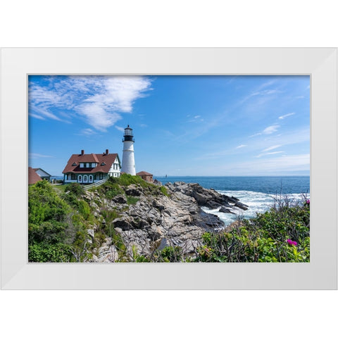 Cape Elizabeth-Maine-USA Portland Head Light White Modern Wood Framed Art Print by Horton, Janet