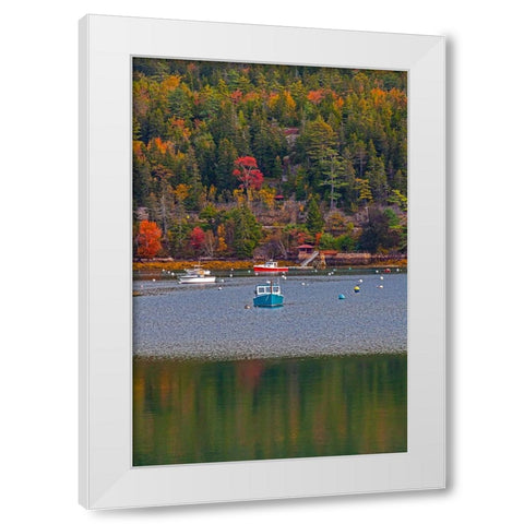USA-New England-Maine-Mt-Desert-Southwest Harbor with wooden boats White Modern Wood Framed Art Print by Gulin, Sylvia
