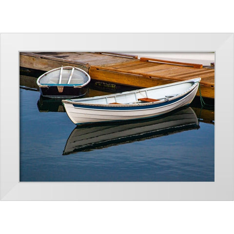 USA-New England-Maine-Mt-Desert-Southwest Harbor with wooden boats White Modern Wood Framed Art Print by Gulin, Sylvia