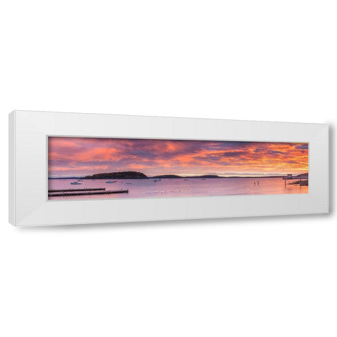 Maine-Mt Desert Island-Bar Harbor-view of Frenchman Bay-autumn-sunrise White Modern Wood Framed Art Print by Bibikow, Walter