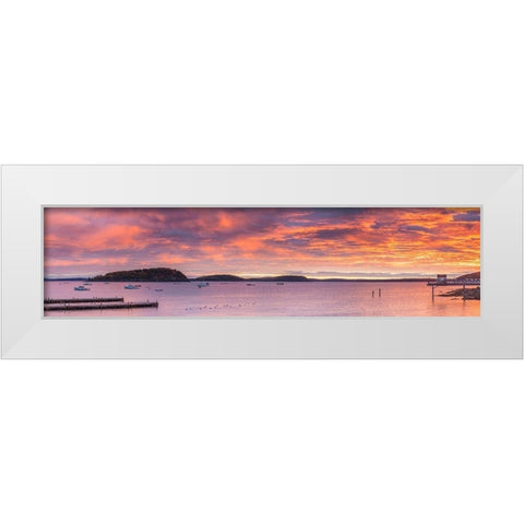 Maine-Mt Desert Island-Bar Harbor-view of Frenchman Bay-autumn-sunrise White Modern Wood Framed Art Print by Bibikow, Walter