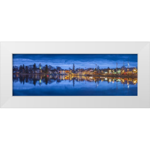 Maine-Kennebunkport-village reflection-winter-dusk White Modern Wood Framed Art Print by Bibikow, Walter