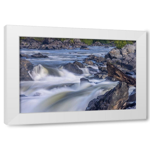Usa-Maryland Great Falls Overlook-Potomac River-Long Exposure of the Water of the Potomac White Modern Wood Framed Art Print by Looney, Hollice