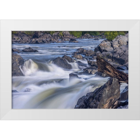 Usa-Maryland Great Falls Overlook-Potomac River-Long Exposure of the Water of the Potomac White Modern Wood Framed Art Print by Looney, Hollice