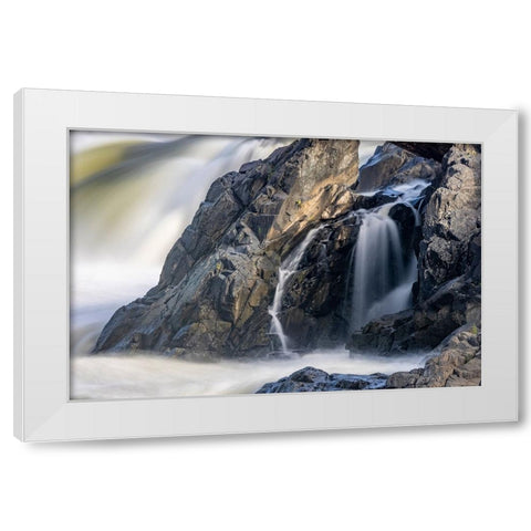 Usa-Maryland Great Falls Overlook-Potomac River-Long Exposure of the Water of the Potomac White Modern Wood Framed Art Print by Looney, Hollice