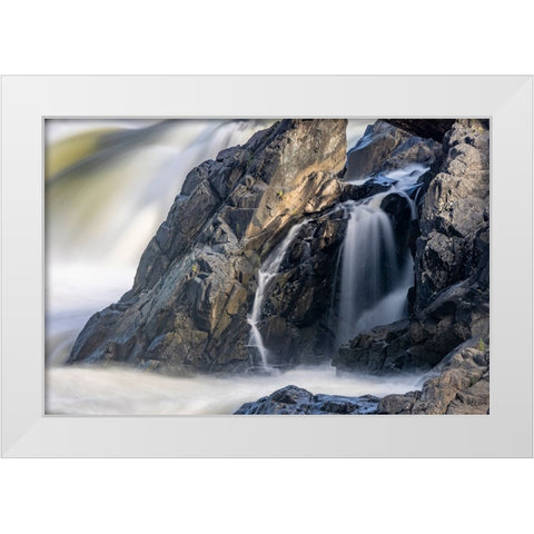 Usa-Maryland Great Falls Overlook-Potomac River-Long Exposure of the Water of the Potomac White Modern Wood Framed Art Print by Looney, Hollice