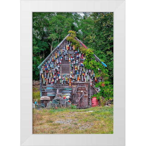 Wooden buoys-Ipswich Bay-Ipswich-Massachusetts White Modern Wood Framed Art Print by Engelbrecht, Lisa S.