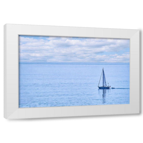 Sailboat on Nahant Bay-Massachusetts White Modern Wood Framed Art Print by Engelbrecht, Lisa S.
