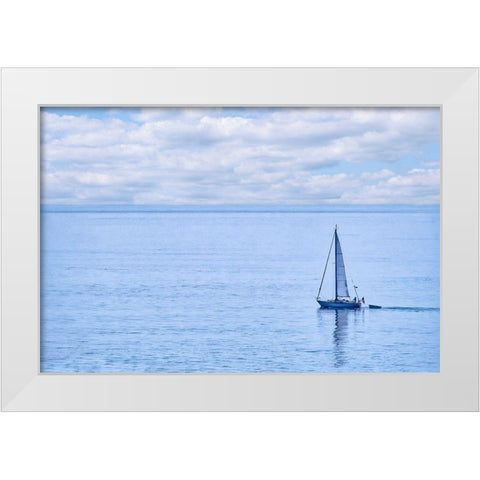 Sailboat on Nahant Bay-Massachusetts White Modern Wood Framed Art Print by Engelbrecht, Lisa S.