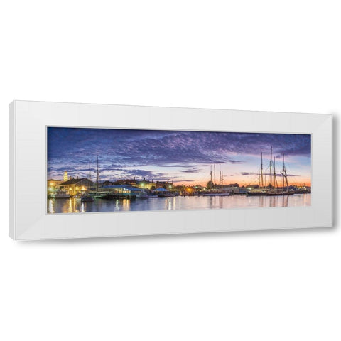 New England-Massachusetts-Cape Ann-Gloucester-Gloucester Schooner Festival-schooners at dawn White Modern Wood Framed Art Print by Bibikow, Walter