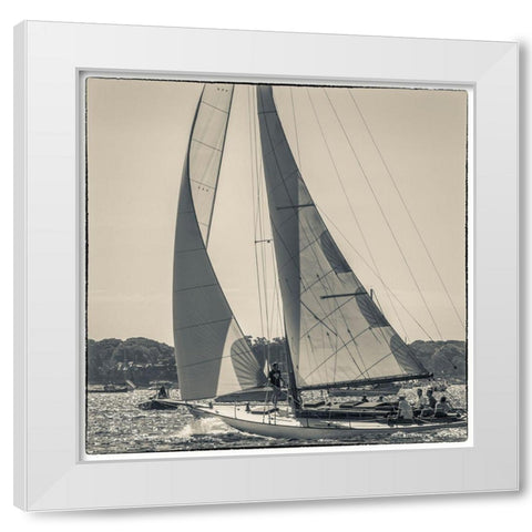 New England-Massachusetts-Cape Ann-Gloucester-Gloucester Schooner Festival-schooner parade of sail White Modern Wood Framed Art Print by Bibikow, Walter