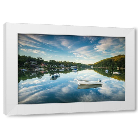 New England-Massachusetts-Cape Ann-Gloucester-Annisquam-Lobster Cove-reflections White Modern Wood Framed Art Print by Bibikow, Walter