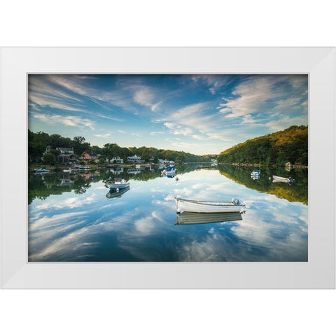 New England-Massachusetts-Cape Ann-Gloucester-Annisquam-Lobster Cove-reflections White Modern Wood Framed Art Print by Bibikow, Walter