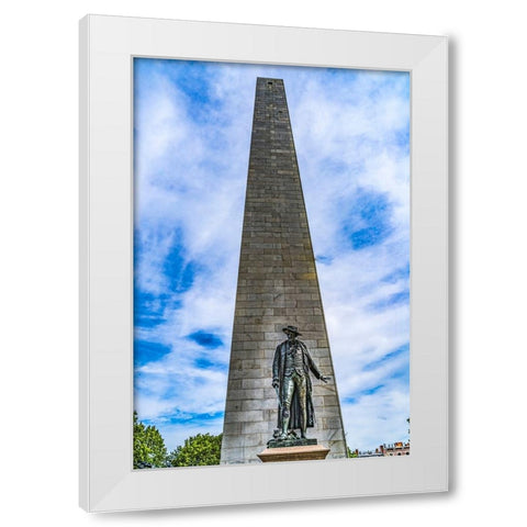 William Prescott Statue-Bunker Hill Battle Monument-Charlestown-Boston-Massachusetts-Site of June 1 White Modern Wood Framed Art Print by Perry, William