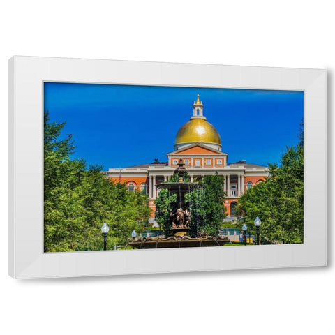 Brewer Fountain-Boston Common-State House-Boston-Massachusetts-Fountain cast in 1868 by Lenard-Mass White Modern Wood Framed Art Print by Perry, William