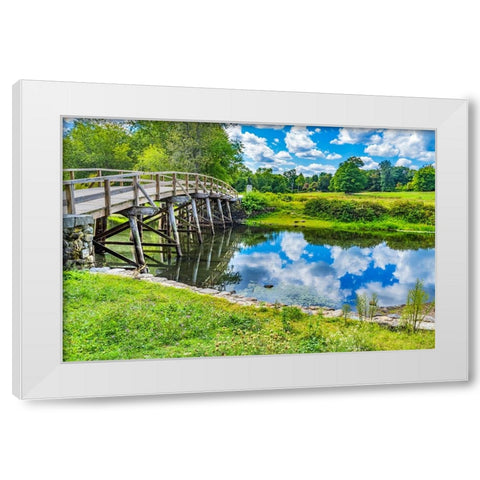 Old North Bridge Concord River Minute Man National Historical Park American Revolution Monument Mas White Modern Wood Framed Art Print by Perry, William