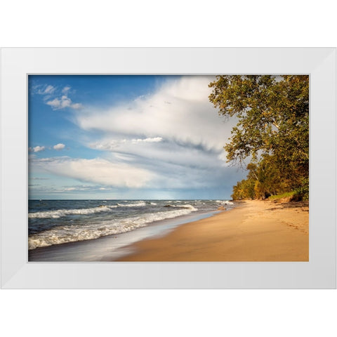 USA-Michigan-Munising Receding storm clouds at Pictured Rocks National Lakeshore White Modern Wood Framed Art Print by Collins, Ann