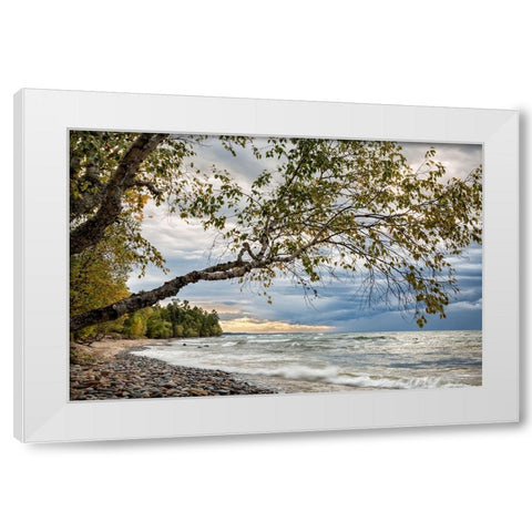 USA-Michigan Storm clouds over Pictured Rocks National Lakeshore White Modern Wood Framed Art Print by Collins, Ann
