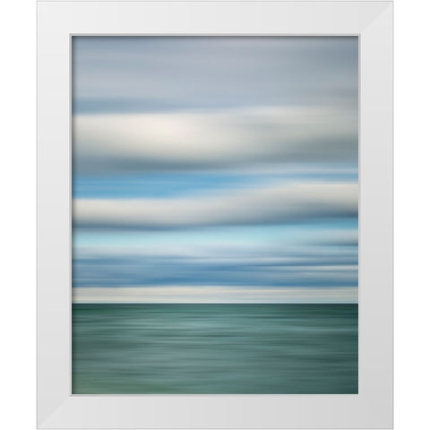 USA-Michigan-Mackinac Island Abstract blur of Lake Huron from Mission Point White Modern Wood Framed Art Print by Collins, Ann
