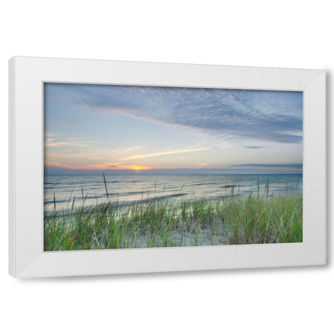 Ludington State Park-Michigan Sunset on the eastern shore of Lake-Michigan White Modern Wood Framed Art Print by Majchrowicz, Alan