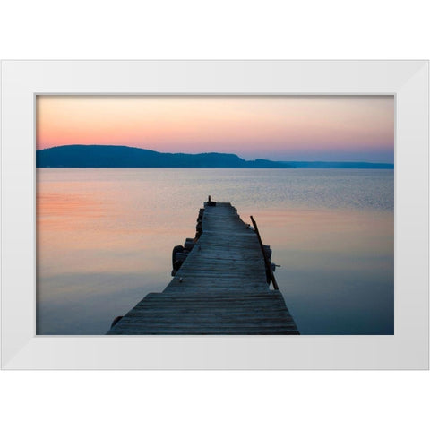 Munising Bay Sunset-Michigan-USA White Modern Wood Framed Art Print by Miller, Anna