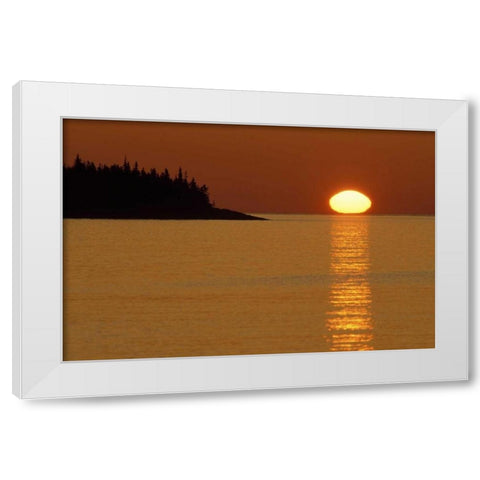 MI, Isle Royale NP, Sunrise over Lake Superior White Modern Wood Framed Art Print by Carlson, Mark