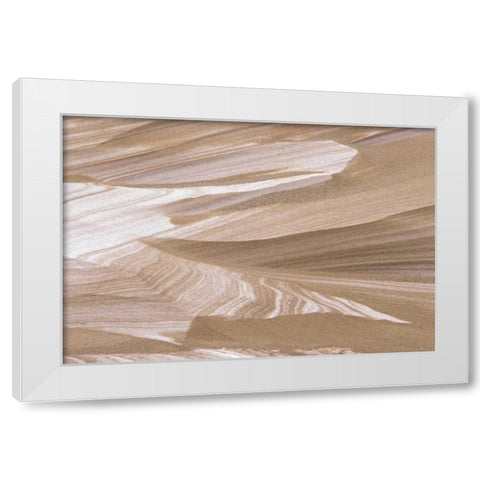 MI, Sand dune dusted with winter snowfall White Modern Wood Framed Art Print by Carlson, Mark