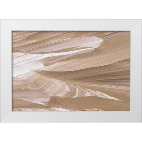 MI, Sand dune dusted with winter snowfall White Modern Wood Framed Art Print by Carlson, Mark