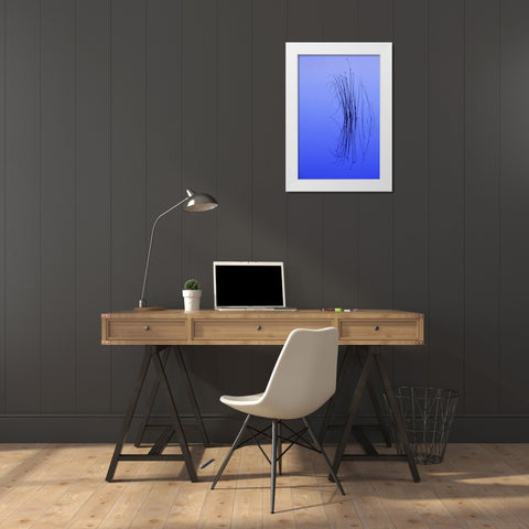 MI, Cluster of soft rushes reflects in a lake White Modern Wood Framed Art Print by Carlson, Mark